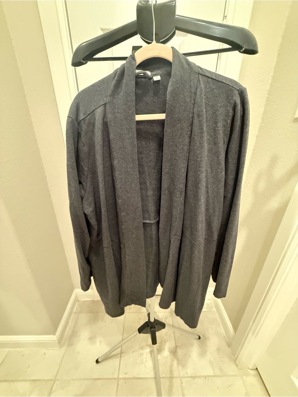 J Jill Charcoal Open-Front Cardigan
